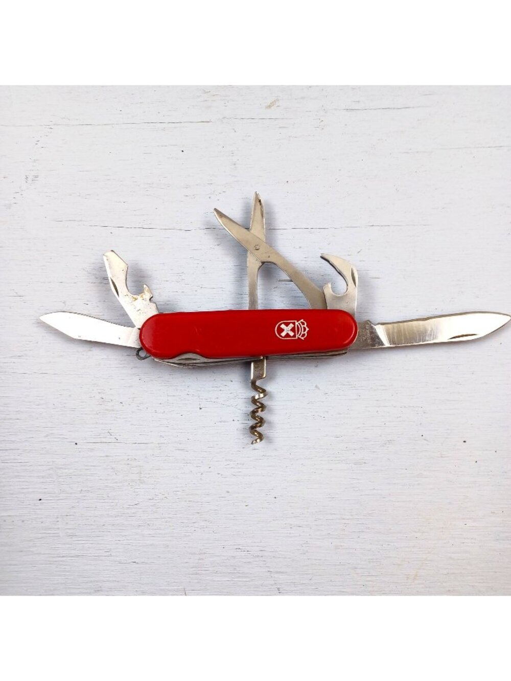 Vintage Multitool Knife Japan Stainless Steel Corkscrew Sissors Red